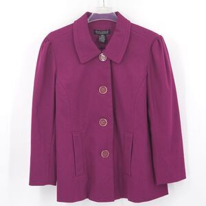 Dialogue Jacket Pea Coat Womens Size Large Purple Fall Winter Work Office Corp